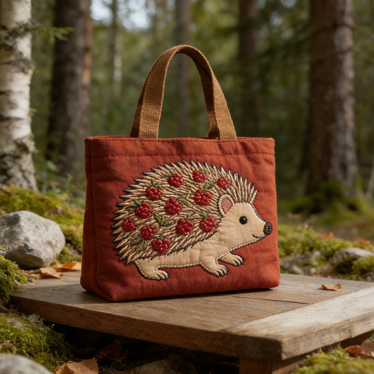 Forest Hedgehog Quilted Tote Bag