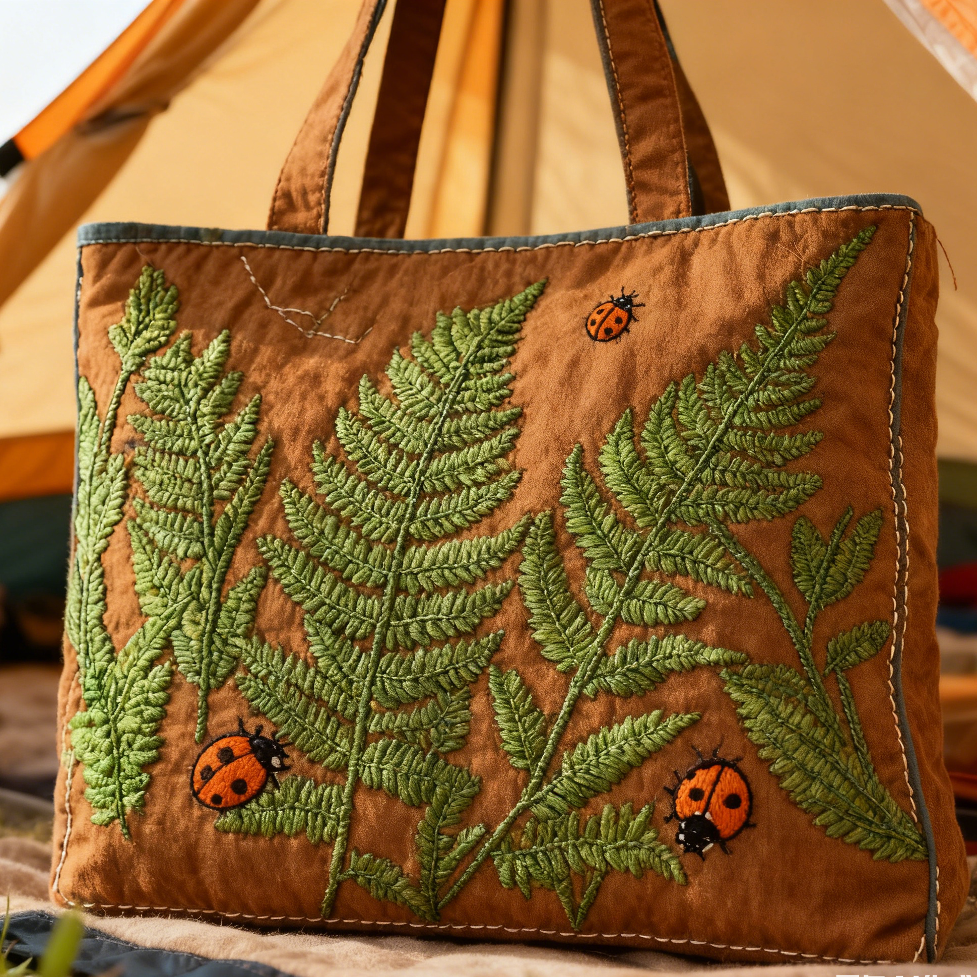 Outdoor Quilted Fern Tote Bag