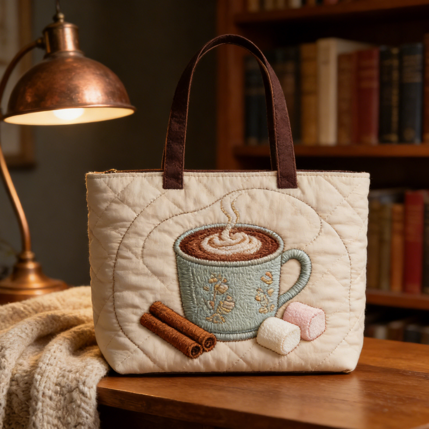 Hot Chocolate Quilted Tote Bag