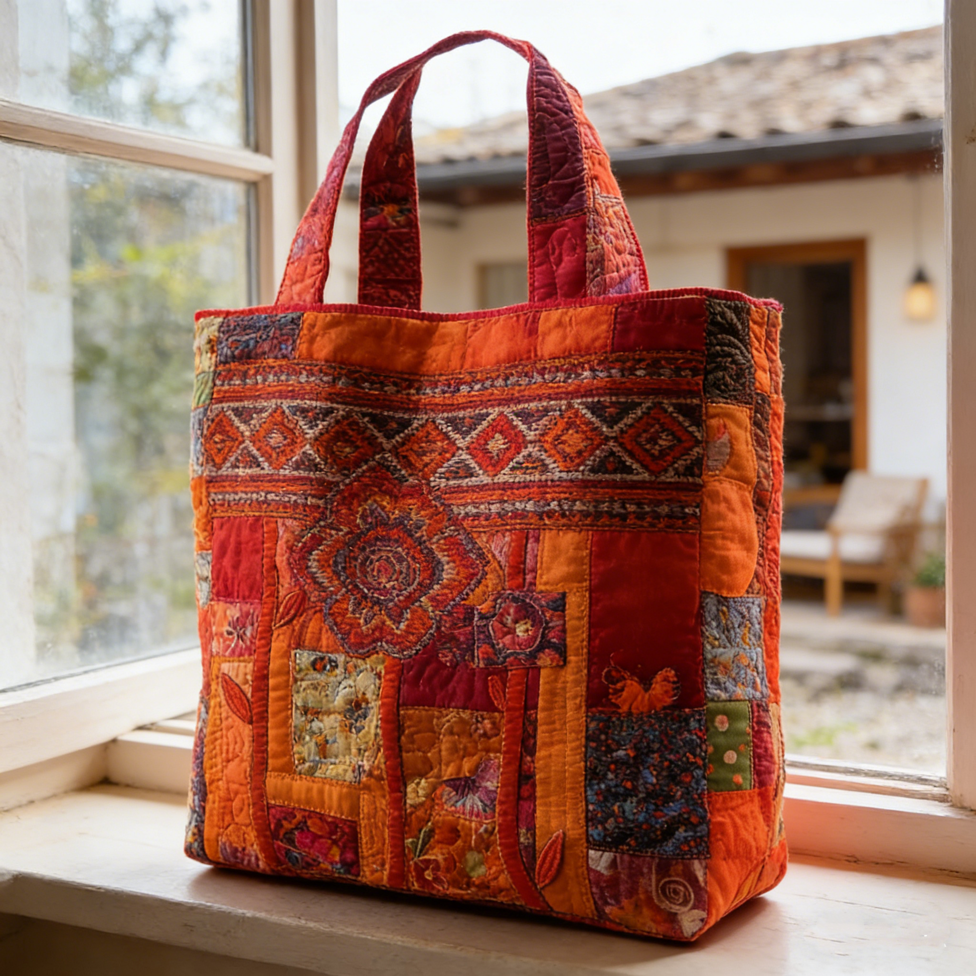 Bohemian Floral Quilted Tote Bag
