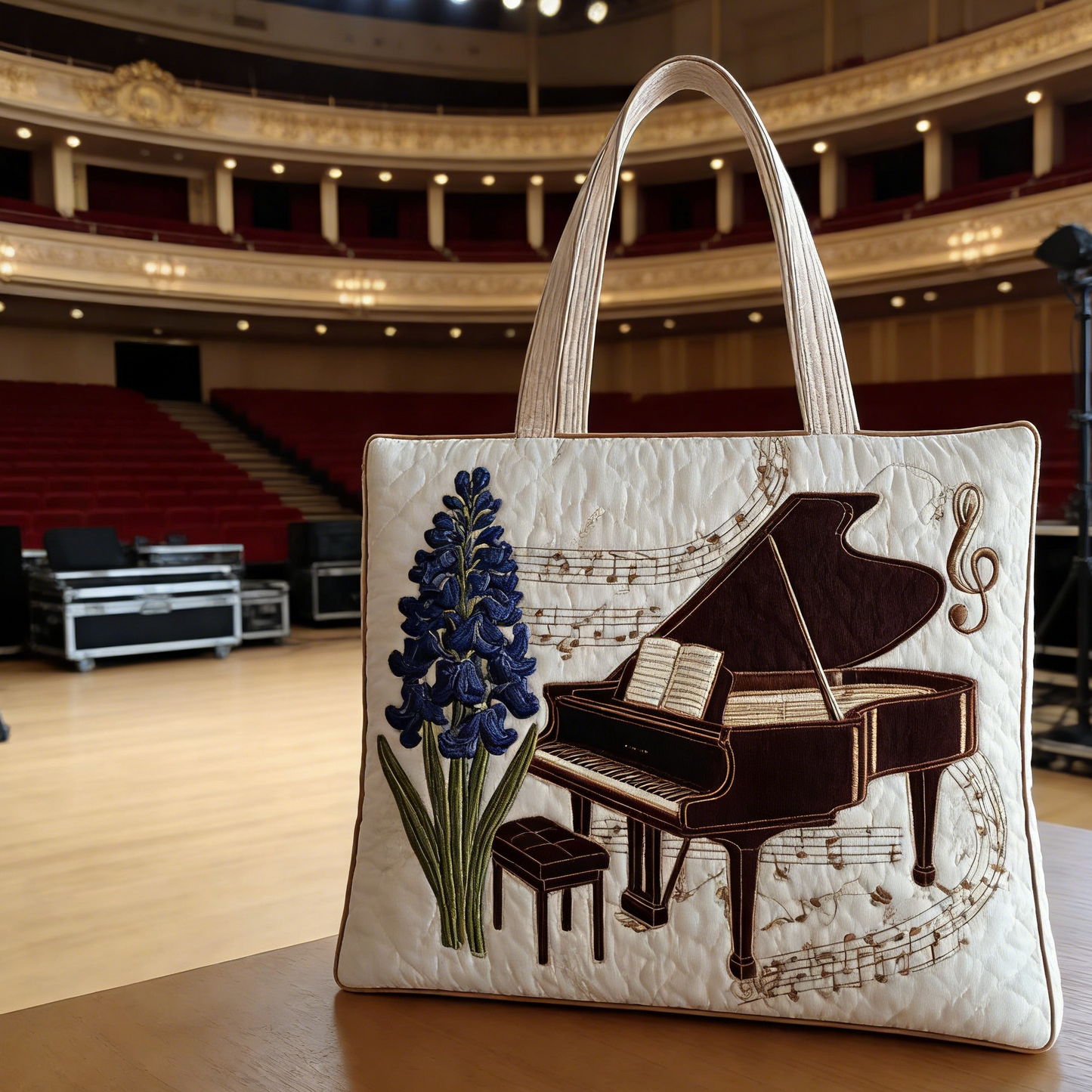 Hyacinth Piano Quilted Tote Bag
