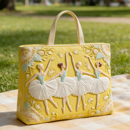 Ballet & Floral Quilted Tote Bag