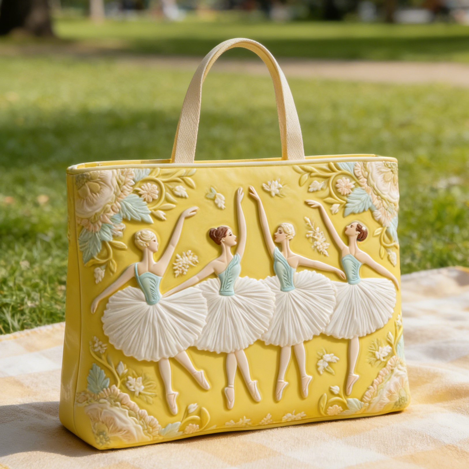 Ballet & Floral Quilted Tote Bag