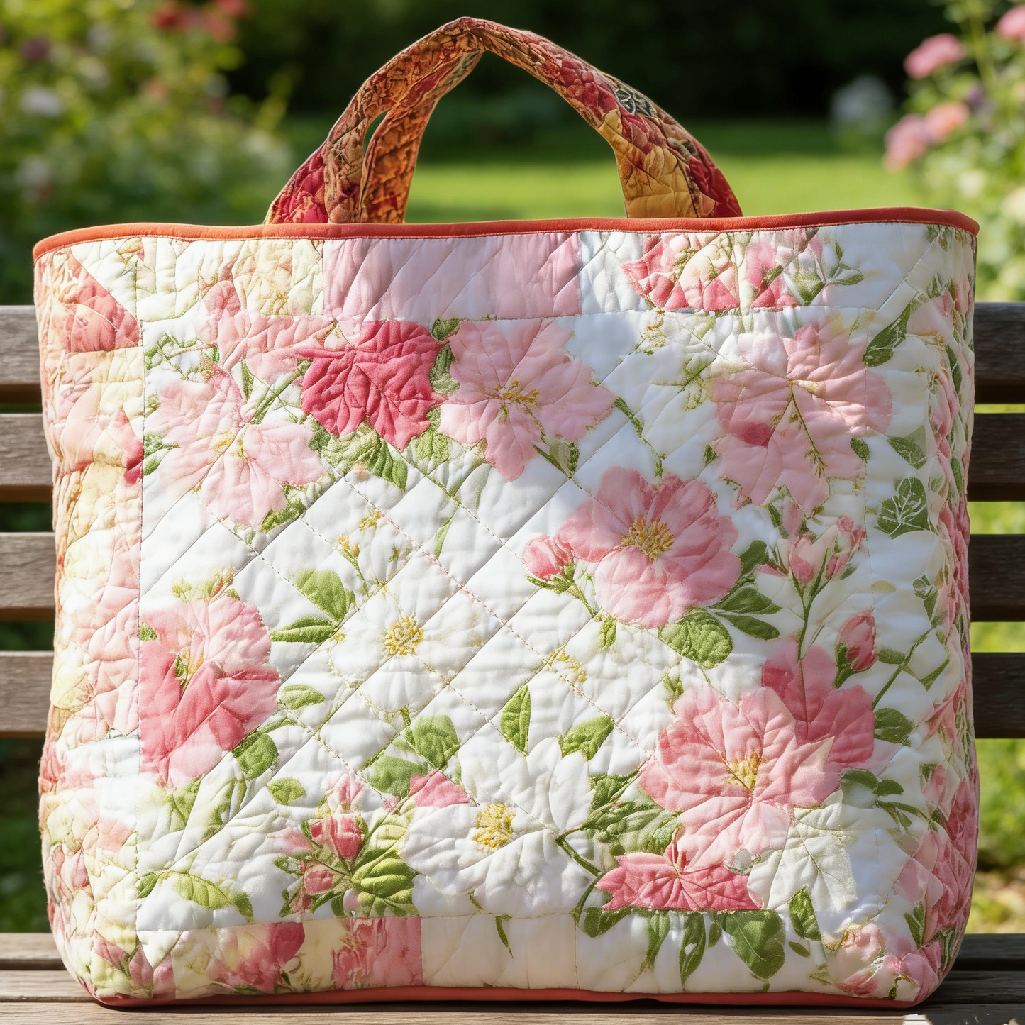 Pastel Floral Quilted Tote Bag