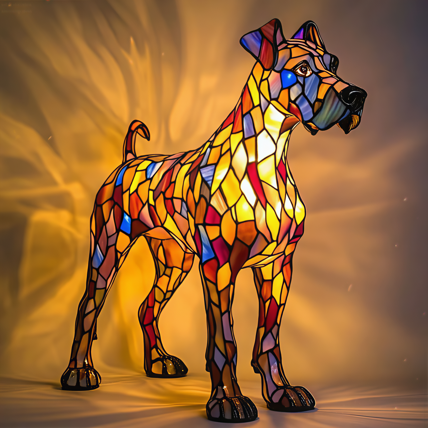 Lampe artistique en résine représentant un grand danois/A 