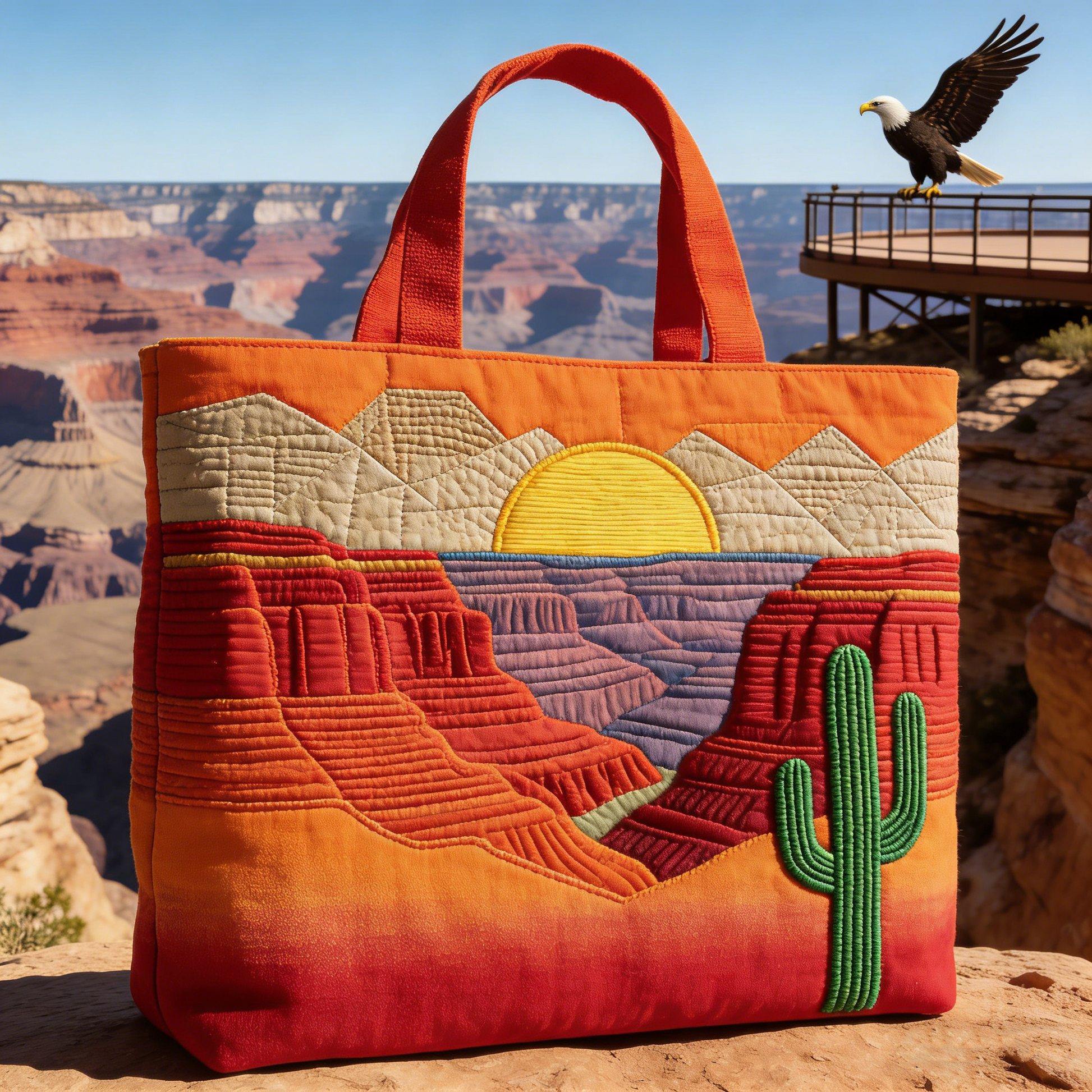 Canyon Sunset Quilted Tote Bag