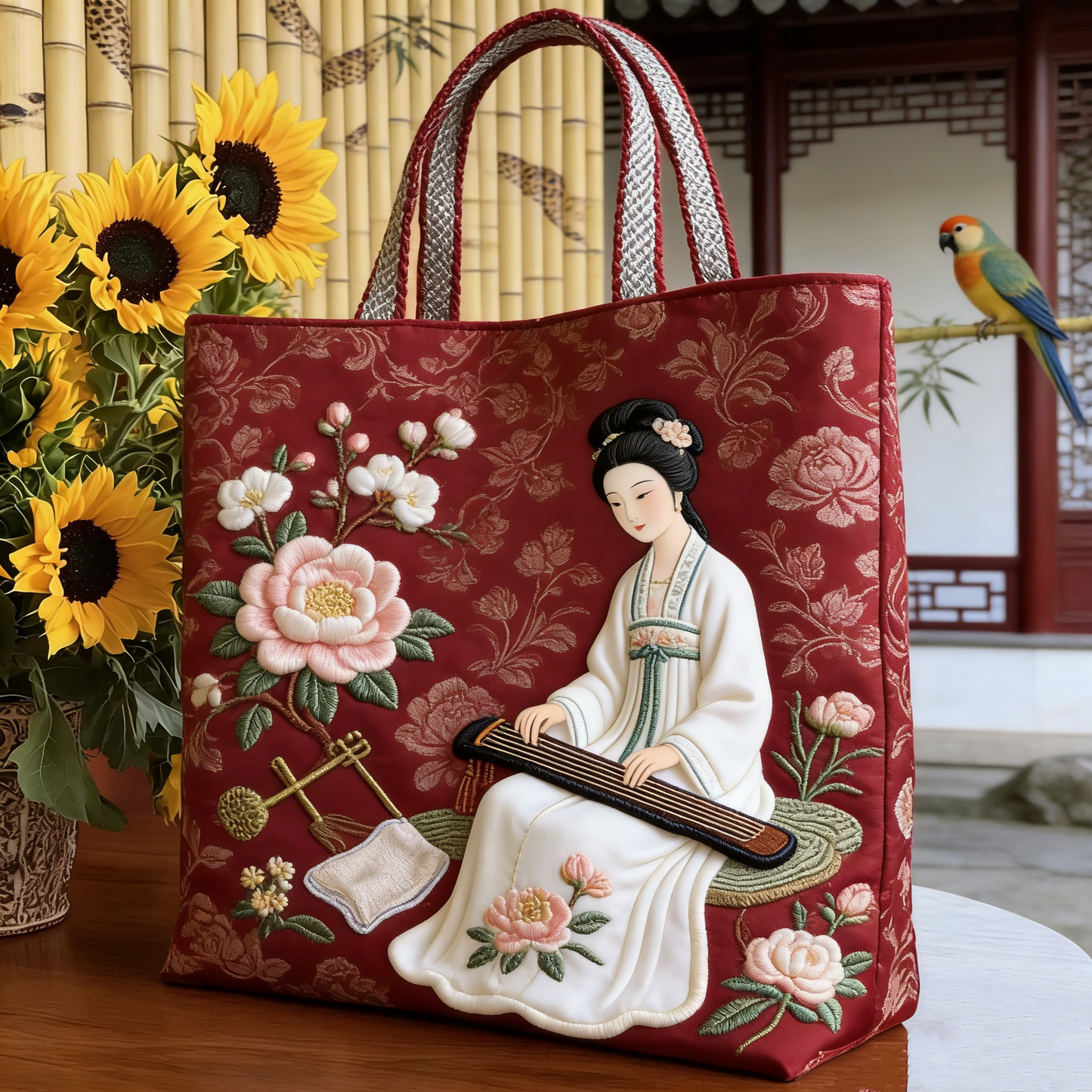 Oriental Elegance Quilted Tote Bag