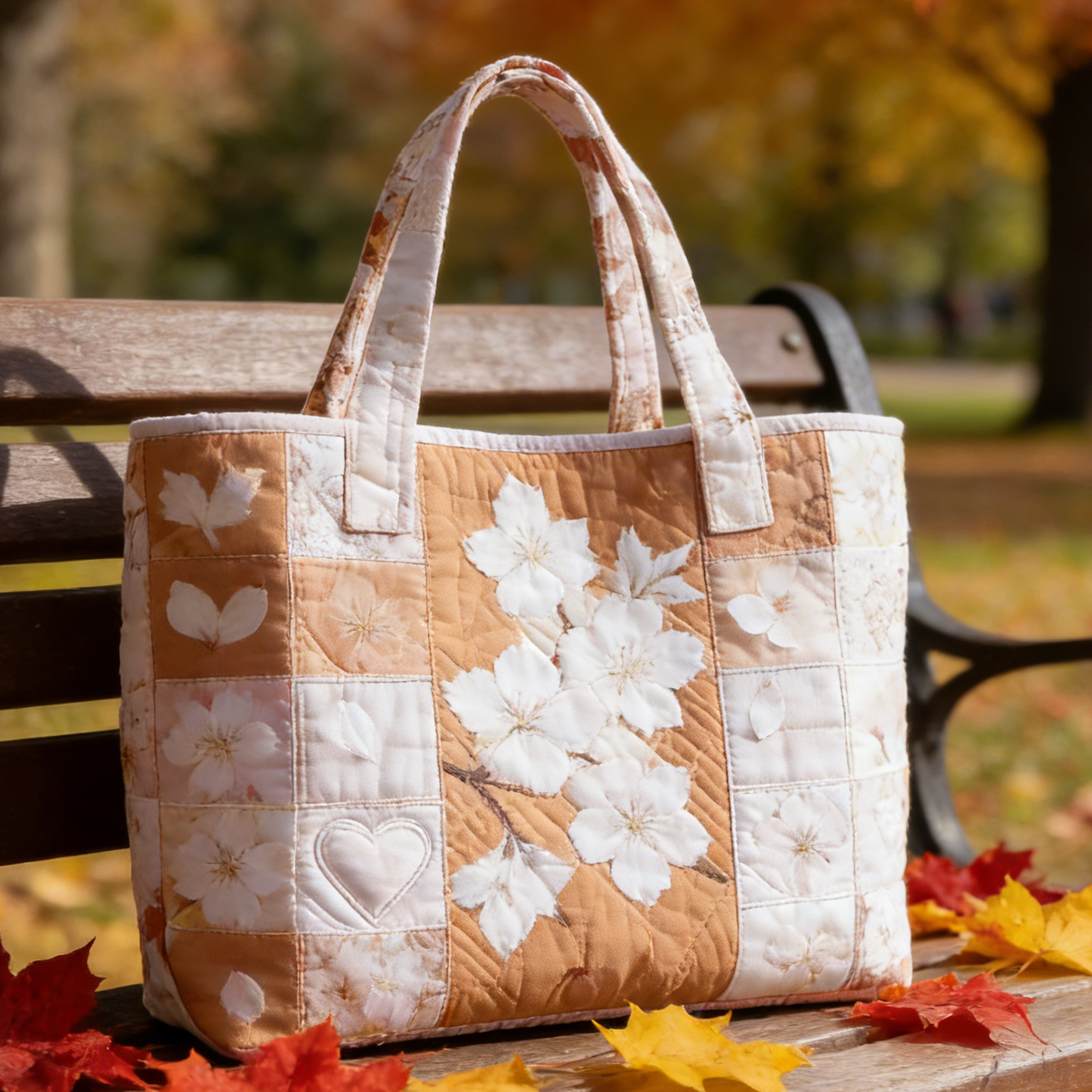 Autumn Blush Floral Quilted Tote Bag