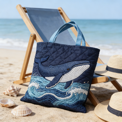 Beach Marine Embroidery Canvas Tote Bag