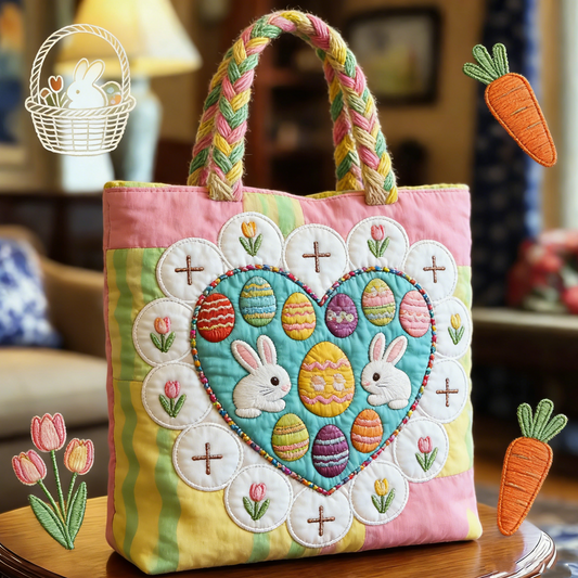 Easter Bunny & Egg Heart Tote Bag