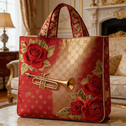 Opulent Rose Quilted Tote Bag