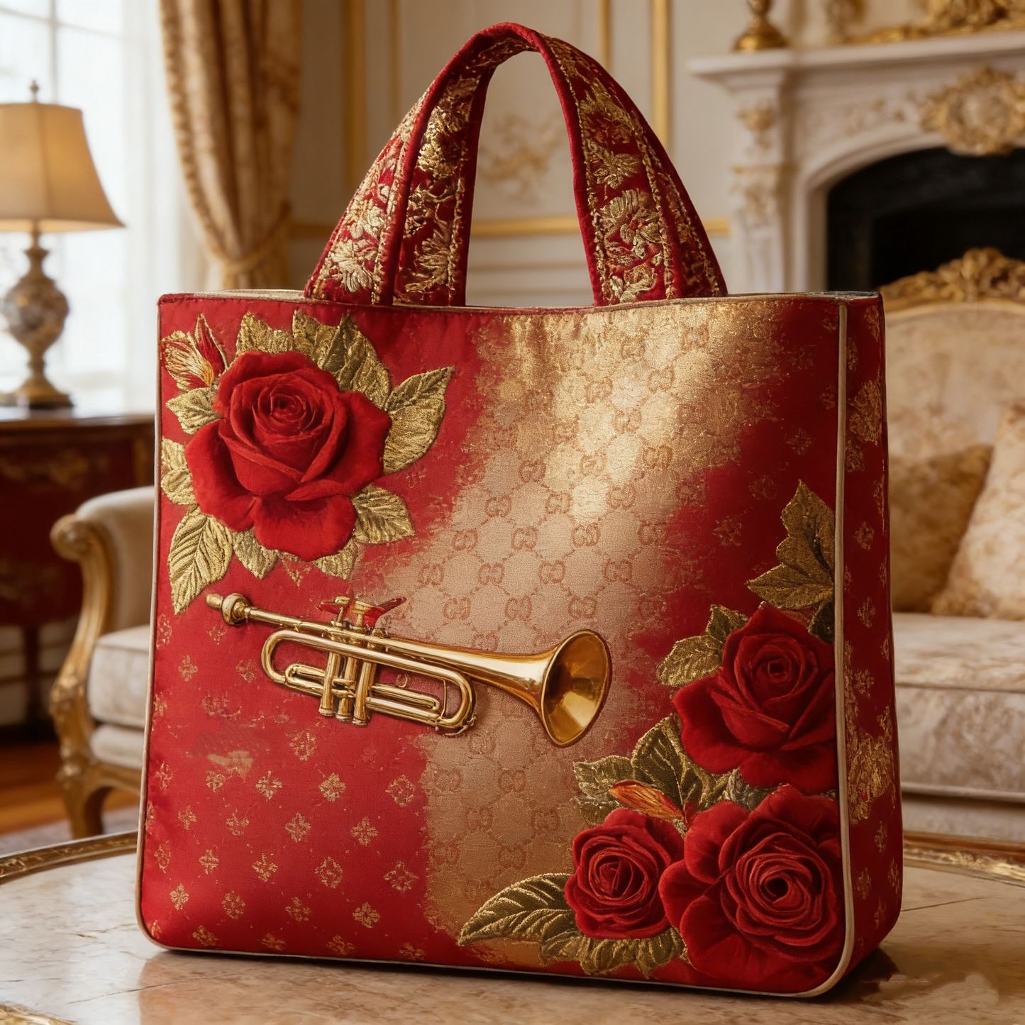 Opulent Rose Quilted Tote Bag