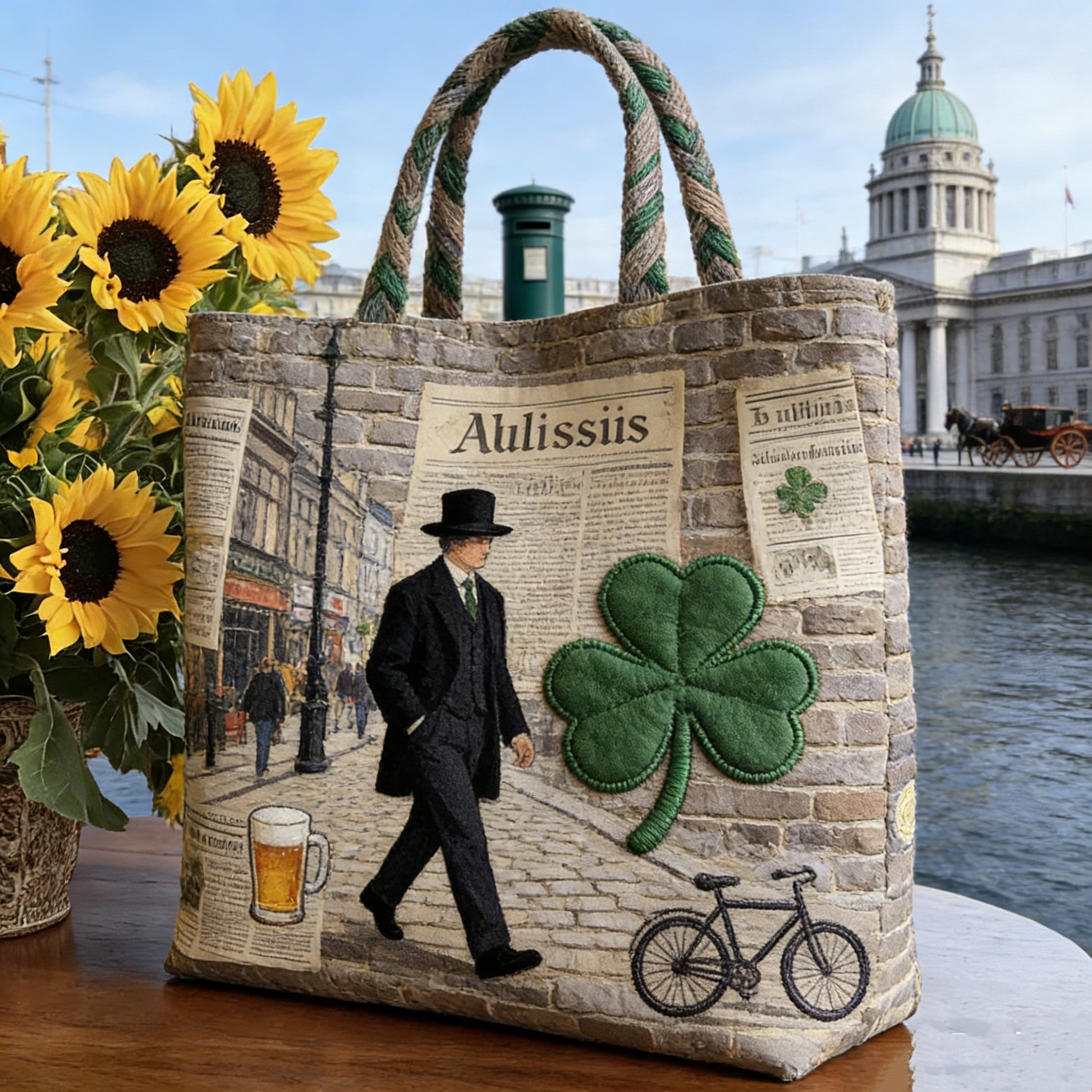 Irish Literary Quilted Tote Bag