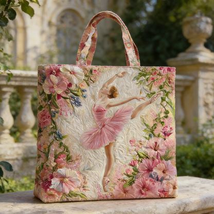 Ballerina & Floral QrSt7890 Quilted Tote Bag