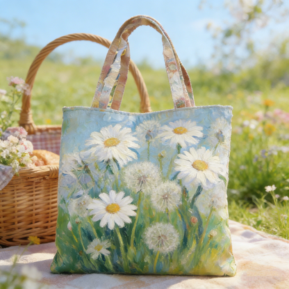 Daisy & Dandelion UvWx2345 Quilted Tote Bag
