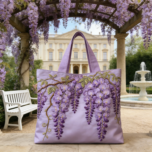 Lavender Wisteria Quilted Tote Bag