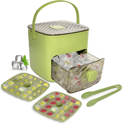 Portable Ice Maker with Lid and Storage Box ( Includes Ice Tongs) 2