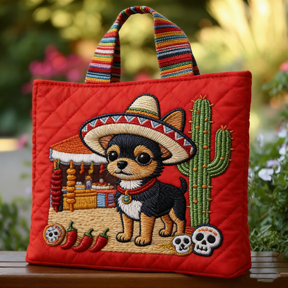 Quilted Mexican Chihuahua Tote Bag Quilted Tote Bag