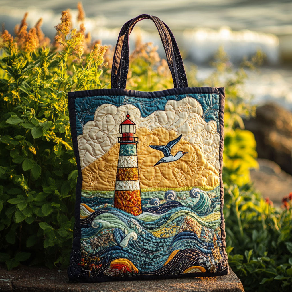 Wingsong Lighthouse Quilted Tote Bag