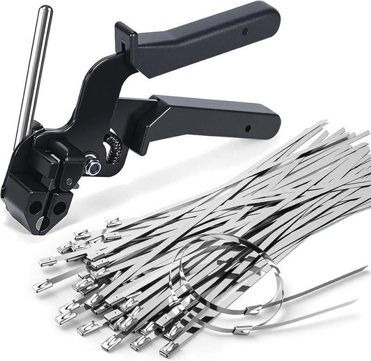Stainless Steel Cable Tie Gun with Metal Zip Ties 1