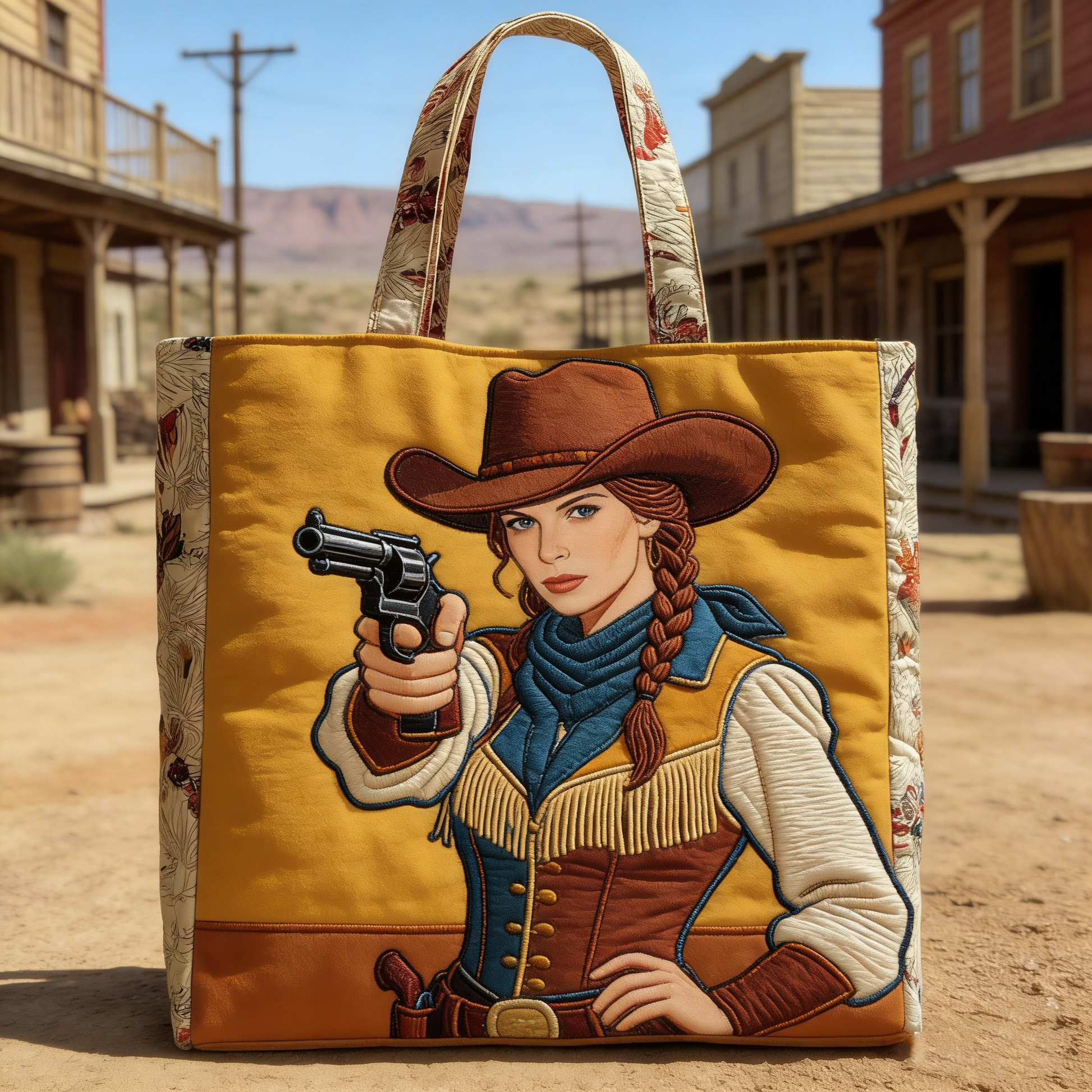 Cowgirl Western Quilted Tote Bag