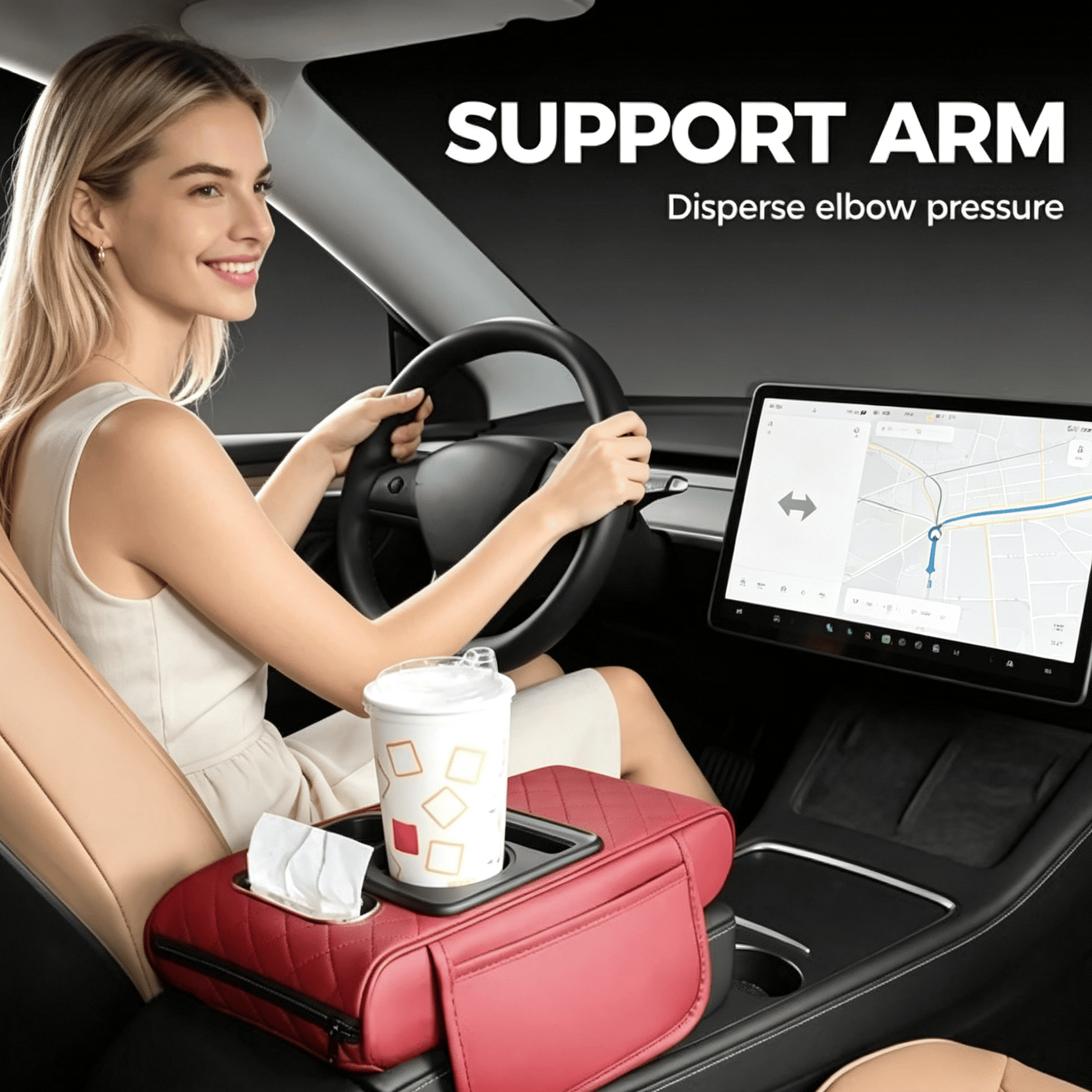 Multifunctional PU Leather Car Armrest Box Mat 3