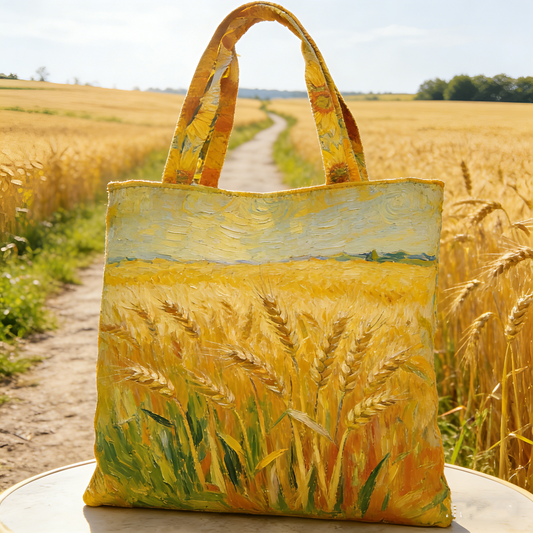 Sunlit Wheat Field Art Quilted Tote Bag EJFV6704