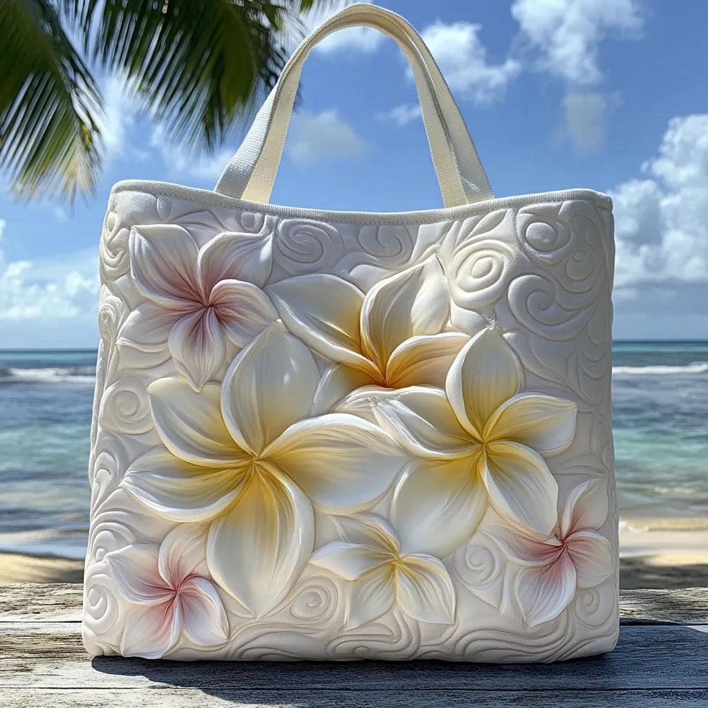 Ocean Blossom Quilted Tote Bag