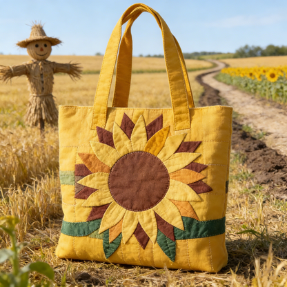 Harvest Sunflower Quilted Tote Bag