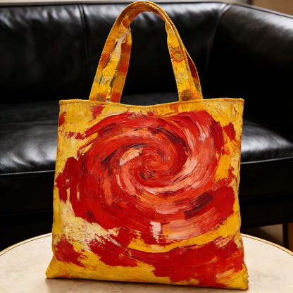 Abstract Swirl Print Quilted Tote Bag