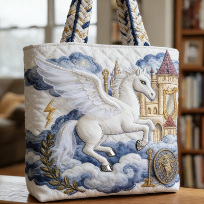 Quilted Pegasus & Castle Tote Bag Quilted Tote Bag