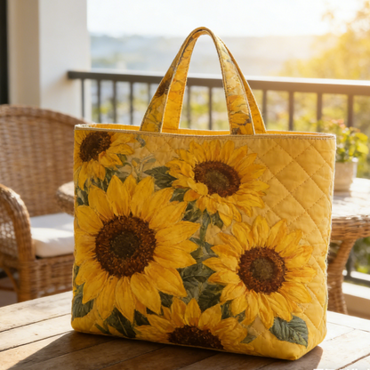 Sunny Sunflower Quilted Tote Bag