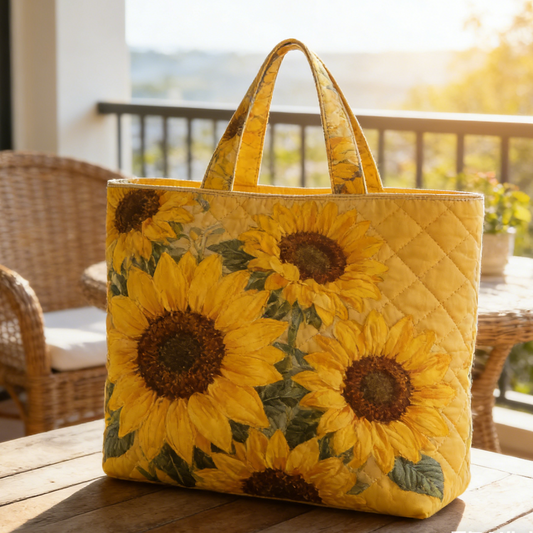 Sunny Sunflower Quilted Tote Bag
