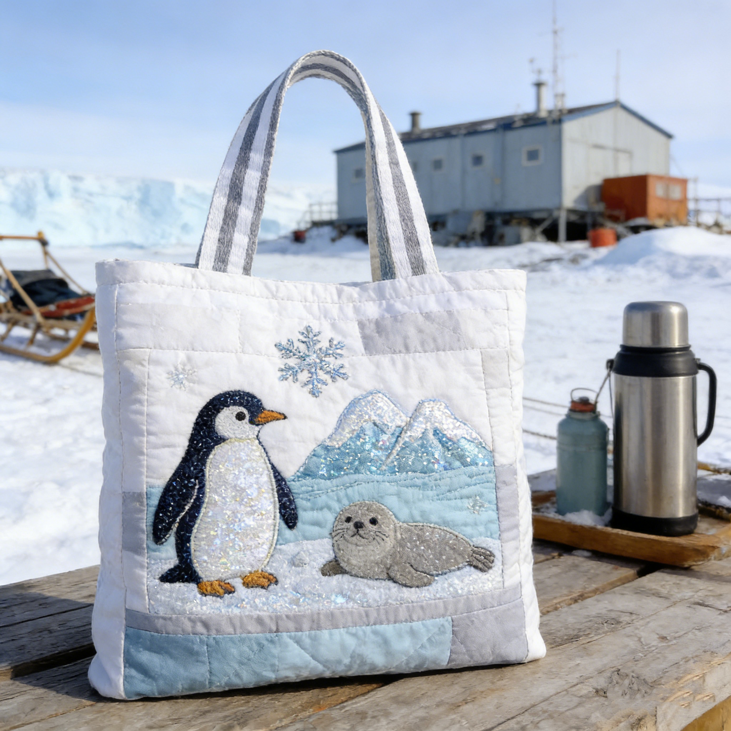 Snowy Arctic Quilted Tote Bag