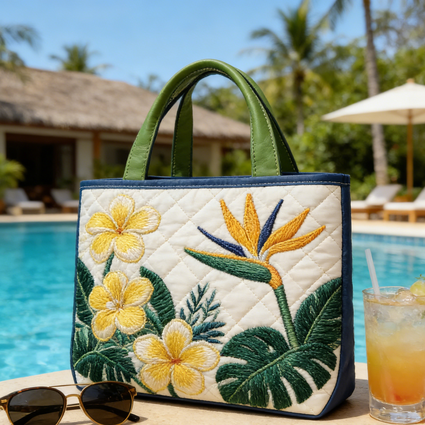 Resort Floral Quilted Tote Bag
