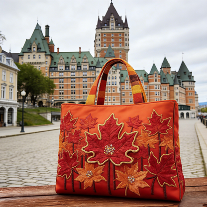 Quilted Canadian Maple Tote Bag Quilted Tote Bag