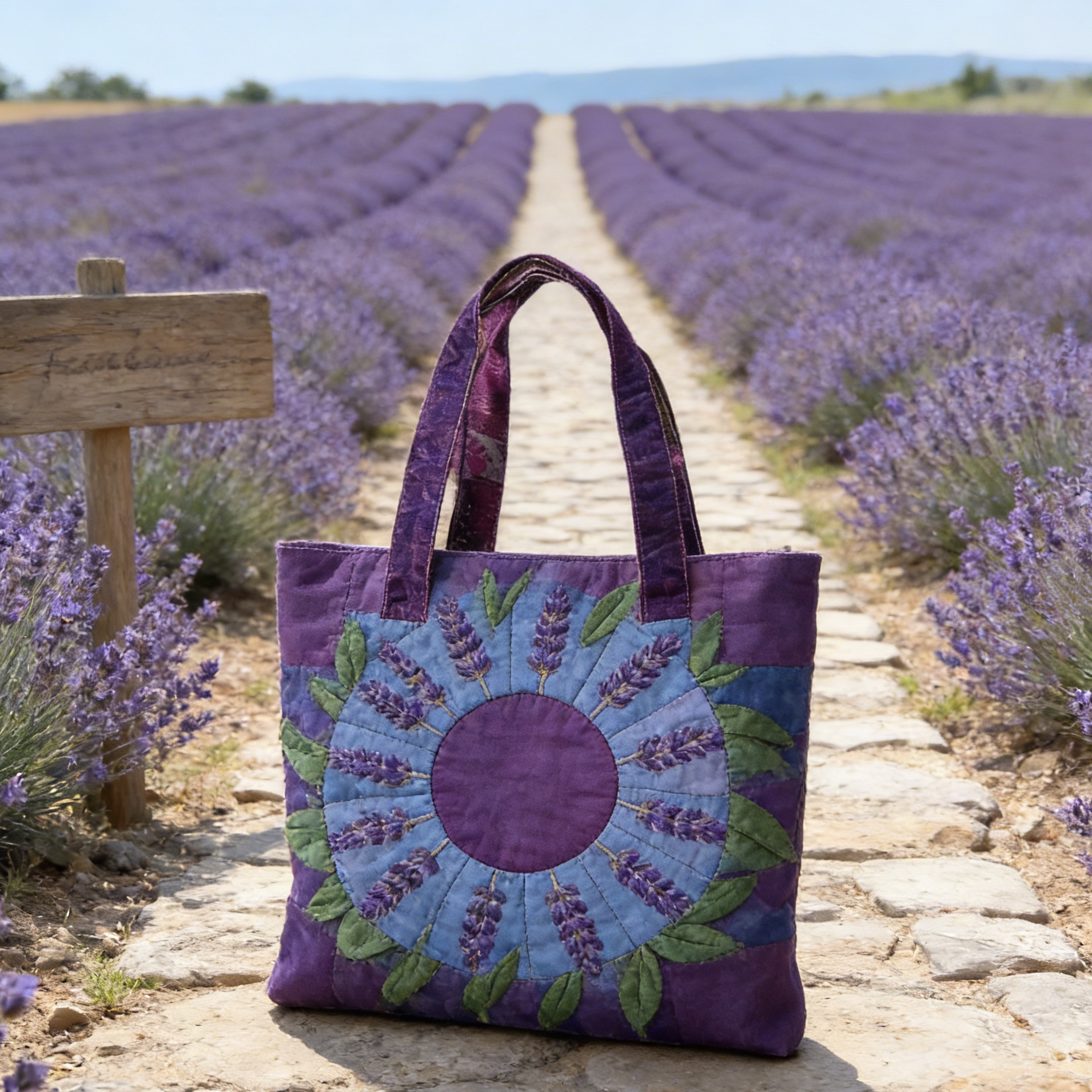Provence Lavender Quilted Tote Bag