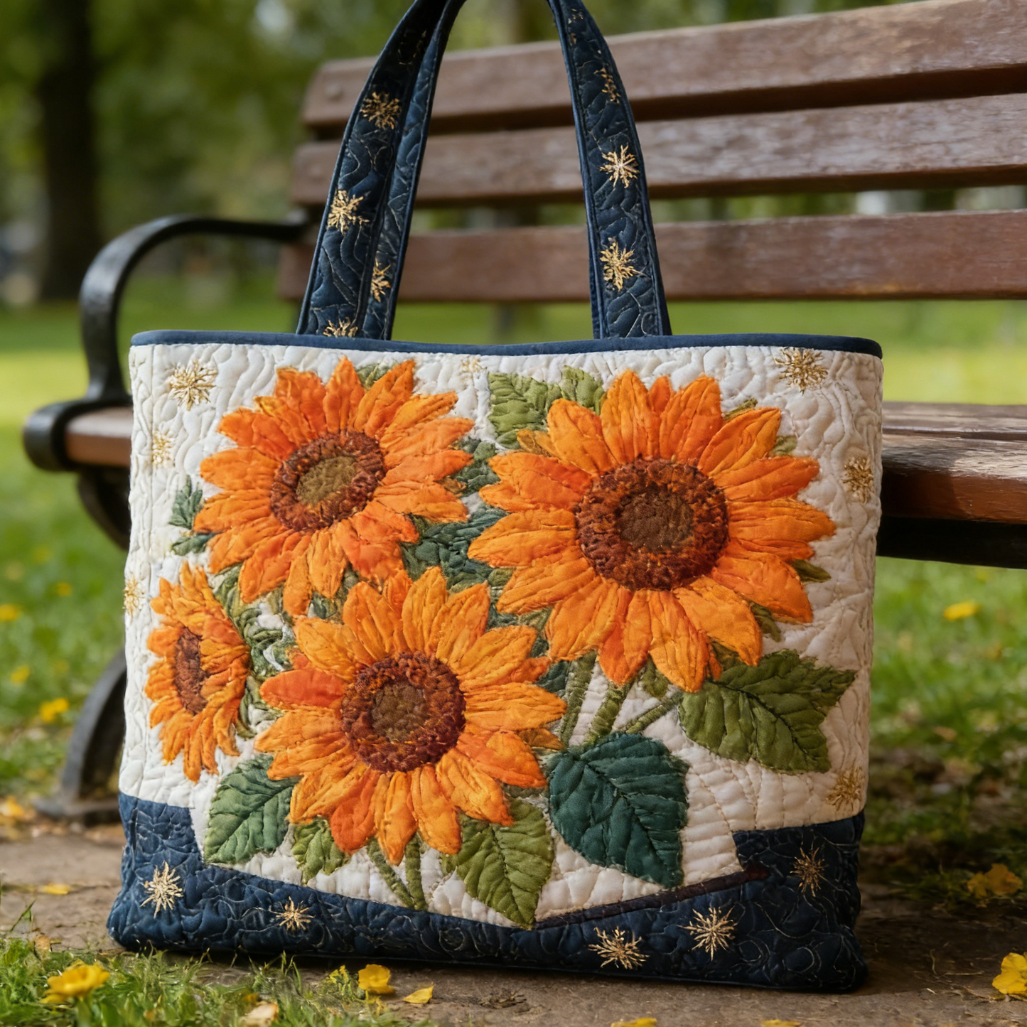 Sunflower Quilted Tote Bag