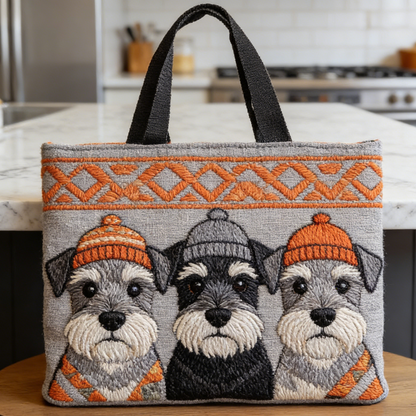 Schnauzer in Hats Quilted Tote Bag