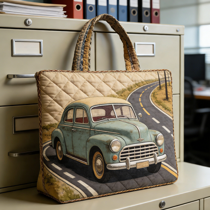 Quilted Retro Car Tote Bag Quilted Tote Bag