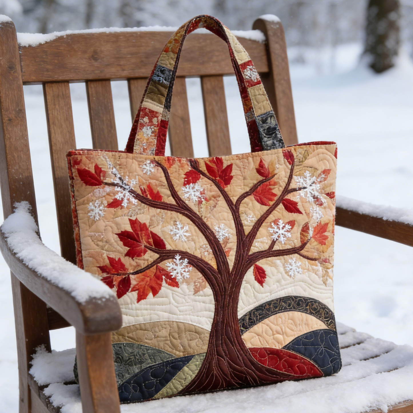 Winter Maple Tree Quilted Tote Bag PEGF9258
