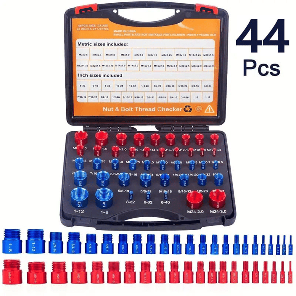 44Pcs Alloy Nut and Bolt Thread Inspector Charge 9