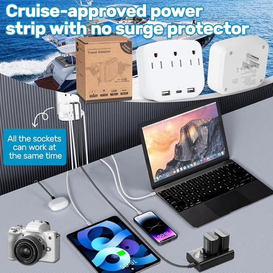 Cruise Essentials 2026- Cruise Must Haves Kit with Non-Surge Protector Power Strip, Lanyard with ID Holder, Magnetic Hoo 1