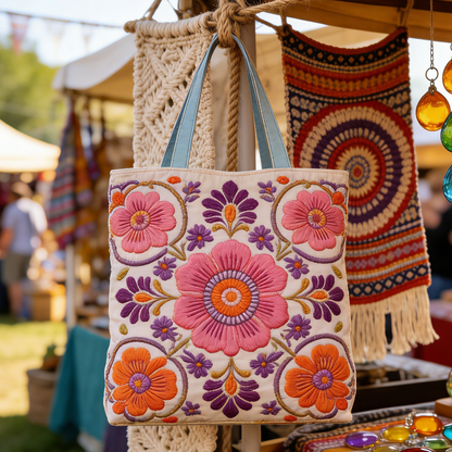 Bohemian Floral Quilted Tote Bag