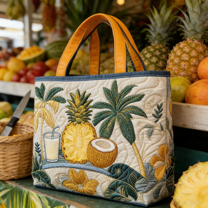 Island Fruit Quilted Tote Bag