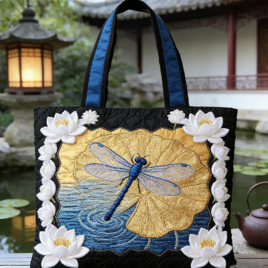 Zen Lotus Quilted Tote Bag