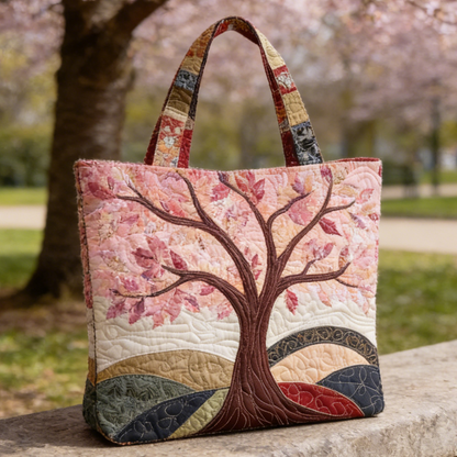 Cherry Blossom Tree Quilted Tote Bag QHGW1369