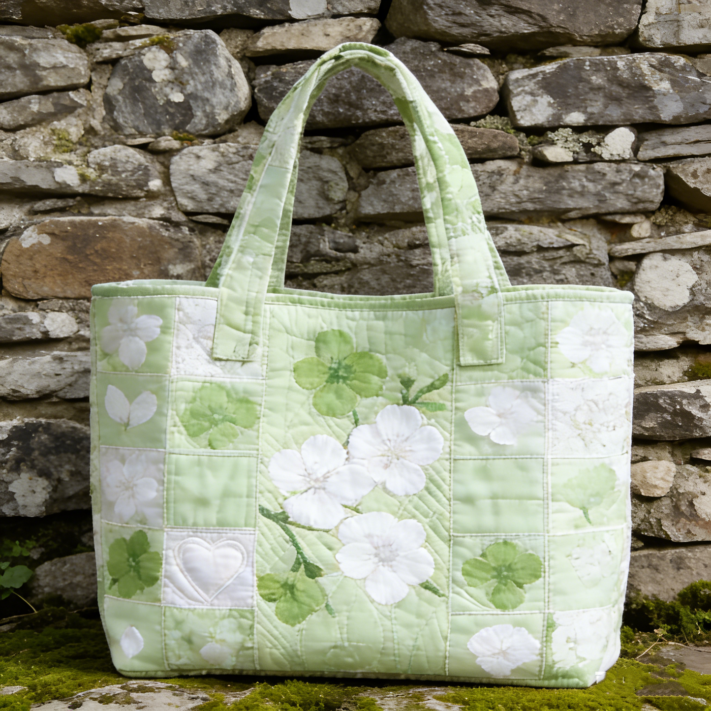Clover & Floral tqbu9563 Quilted Tote Bag