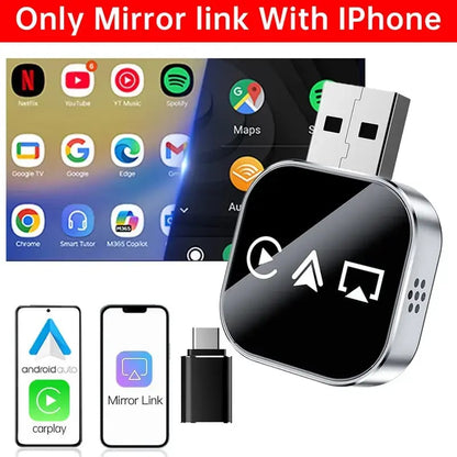 2026 Upgrade 3 in 1 Screen Mirror iOS Phone, wired to wireless Carplay adapter 3