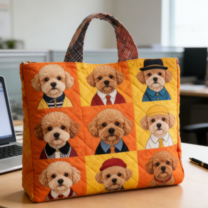 Dressed-Up Poodle Quilted Tote Bag